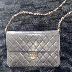 Authentic vintage full flap bag quilted lamb skin